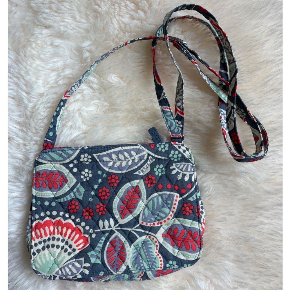 Vera Bradley Moonlight Navy Quilted Cotton Floral Crossbody Bag Small Purse